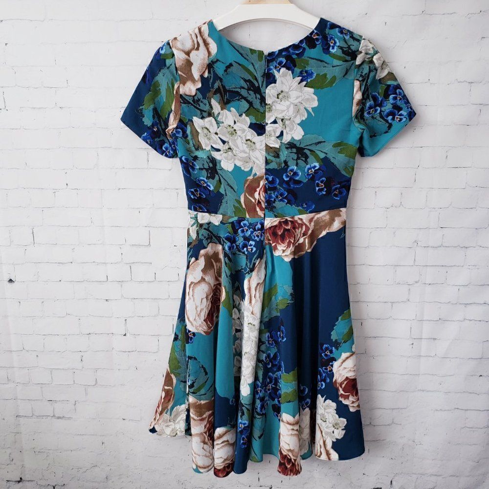 Corey Lynn Calter Anthropologie Dress Size 0 Blue Floral Wedding Guest Easter - Picture 6 of 10